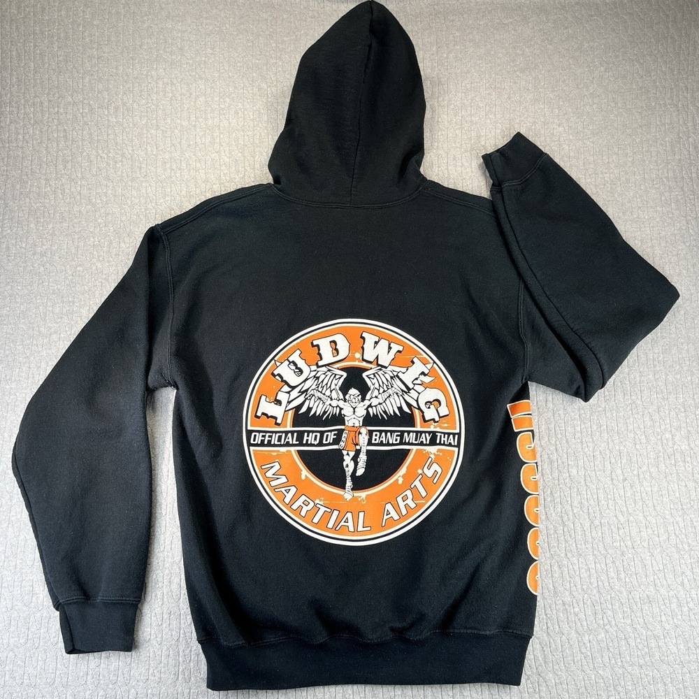 Gildan Ludwig Martial Arts Zip Hoodie Mens M Black Bang Muay Thai USSS Graphic